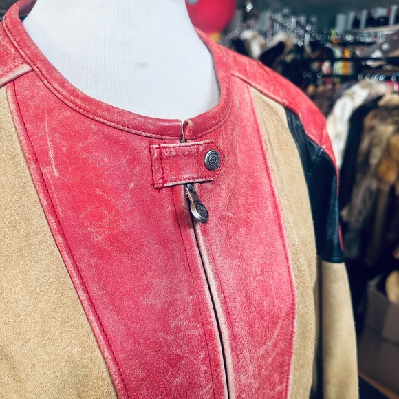 Harley Davidson Vintage RARE Suede and Leather Tri-color Riding Jacket - Picture 6 of 11